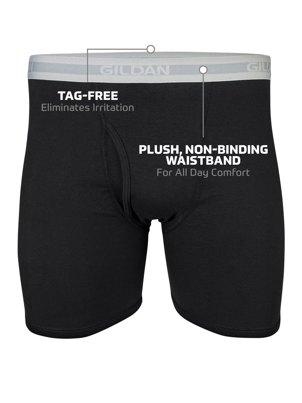 Gildan Adult Mens Boxer Briefs With Waistband, 10-Pack, Sizes S-2XL, 6" Inseam