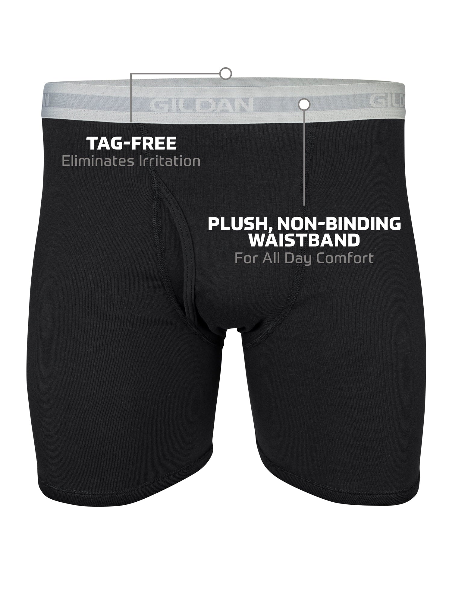 Gildan Adult Mens Boxer Briefs With Waistband, 10-Pack, Sizes S-2XL, 6" Inseam