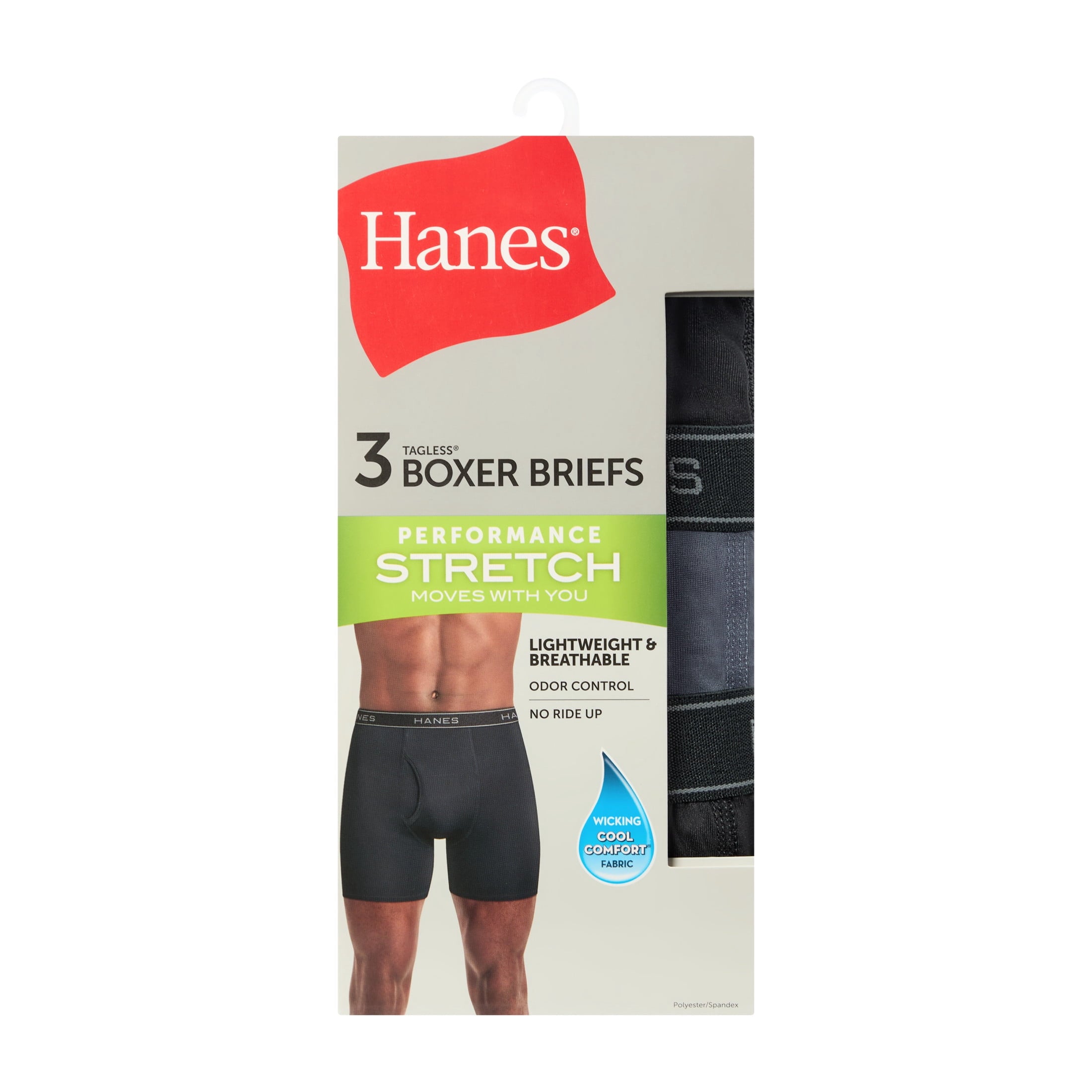 Hanes Mens Underwear Briefs, 3-Pack, Performance Stretch Boxer Brief Underwear, Moisture Wicking
