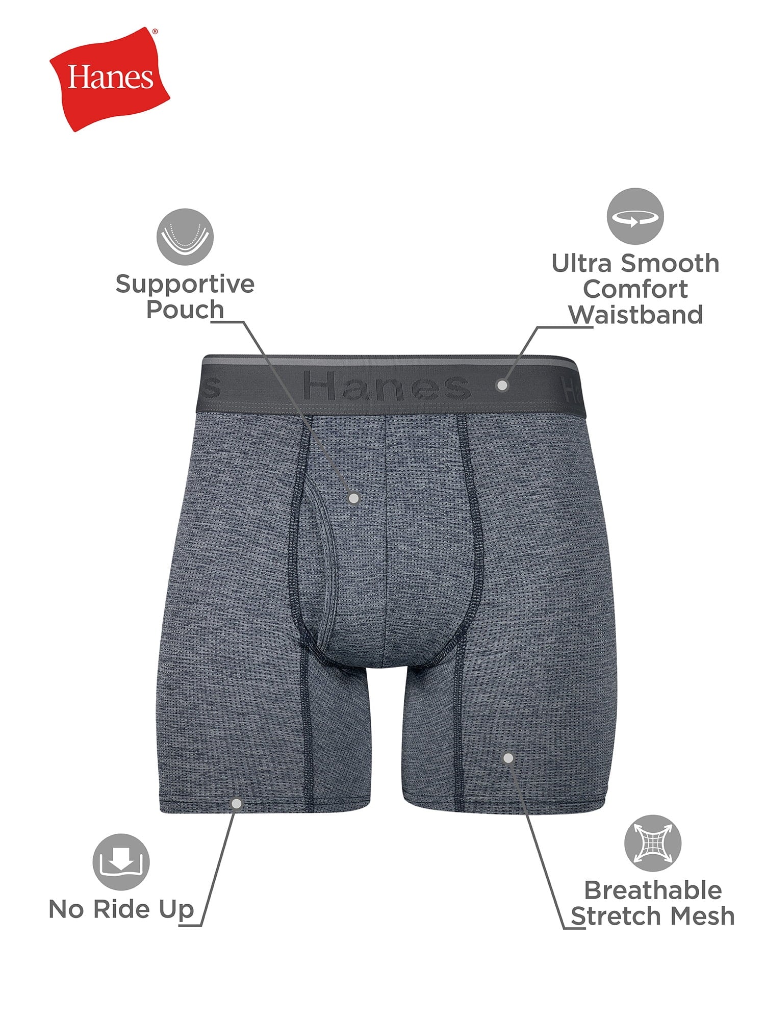 Underwear Boxer Briefs, 3-Pack, Comfort Flex Fit Boxer Briefs for Men, Stretch Mesh