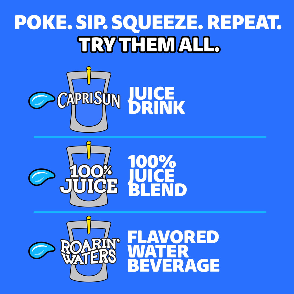 Capri Sun Flavored with Other Natural Flavor Juice Drink Blend, 30 Pouches, for School Lunches and On-the-Go Hydration, Fruit Punch, Strawberry Kiwi & Pacific Cooler, All Natural Ingredients, 6 fl oz
