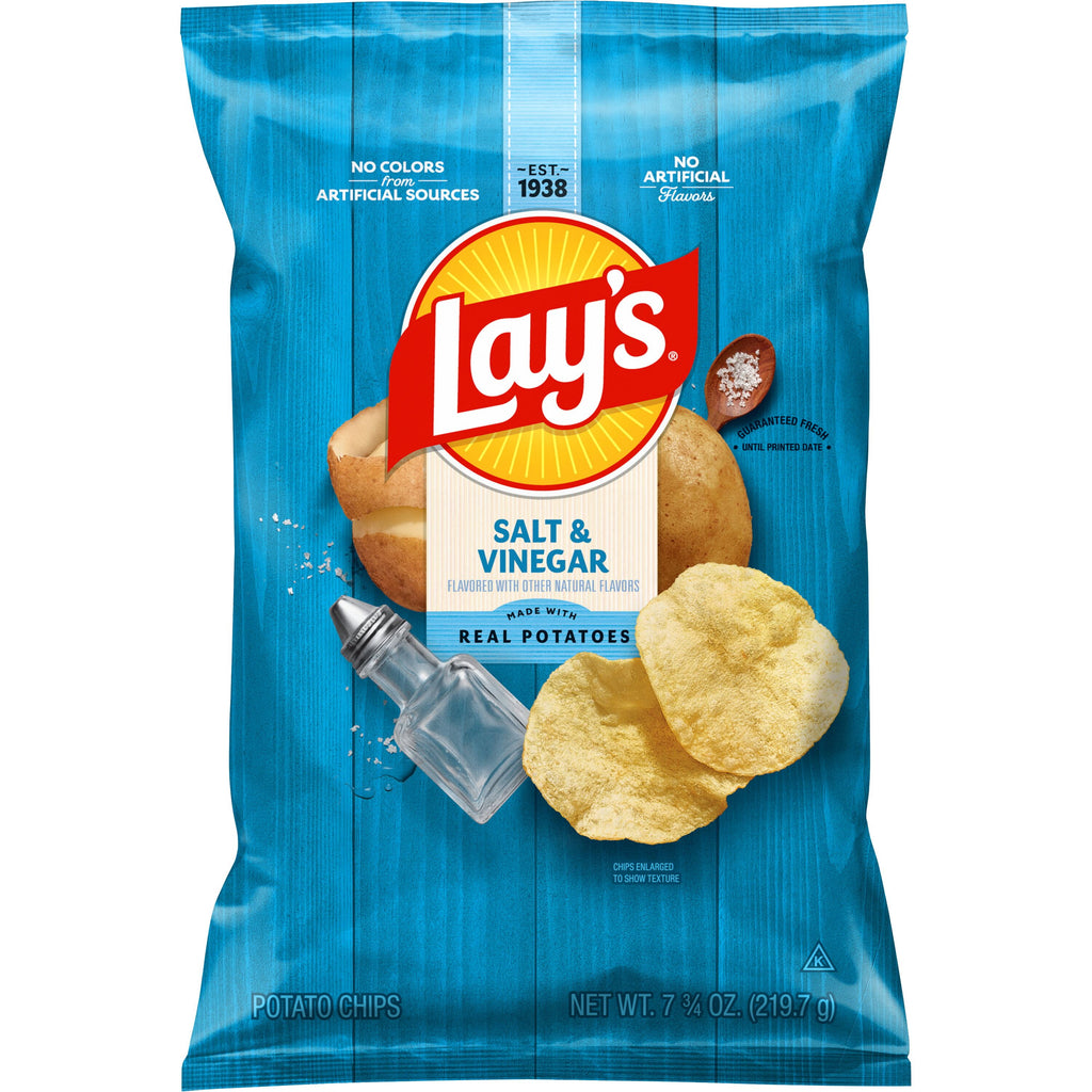 Lay's Potato Chips Salt & Vinegar Snack Chips, 7.75 Ounce Bag