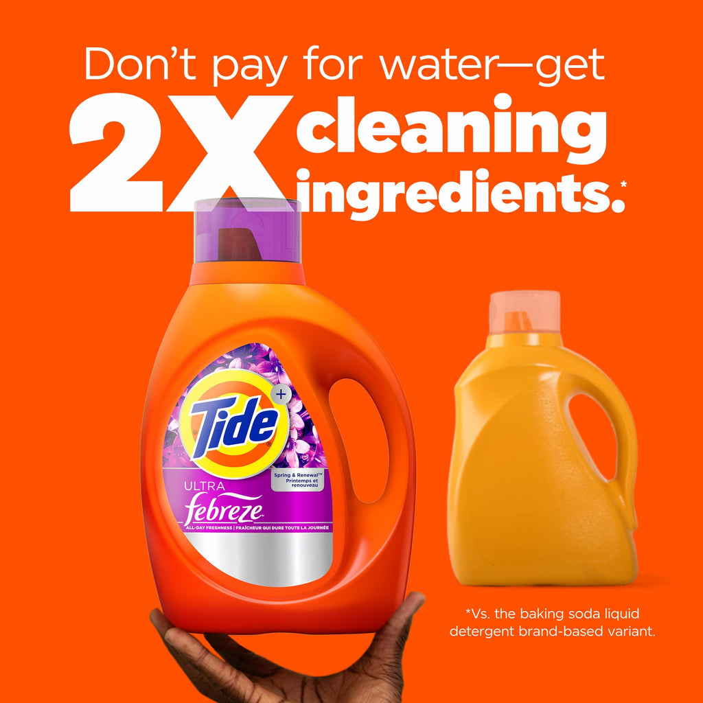 Tide Liquid Laundry Detergent, Ultra Febreze, Spring and Renewal Scent, 92 fl oz, 65 Loads