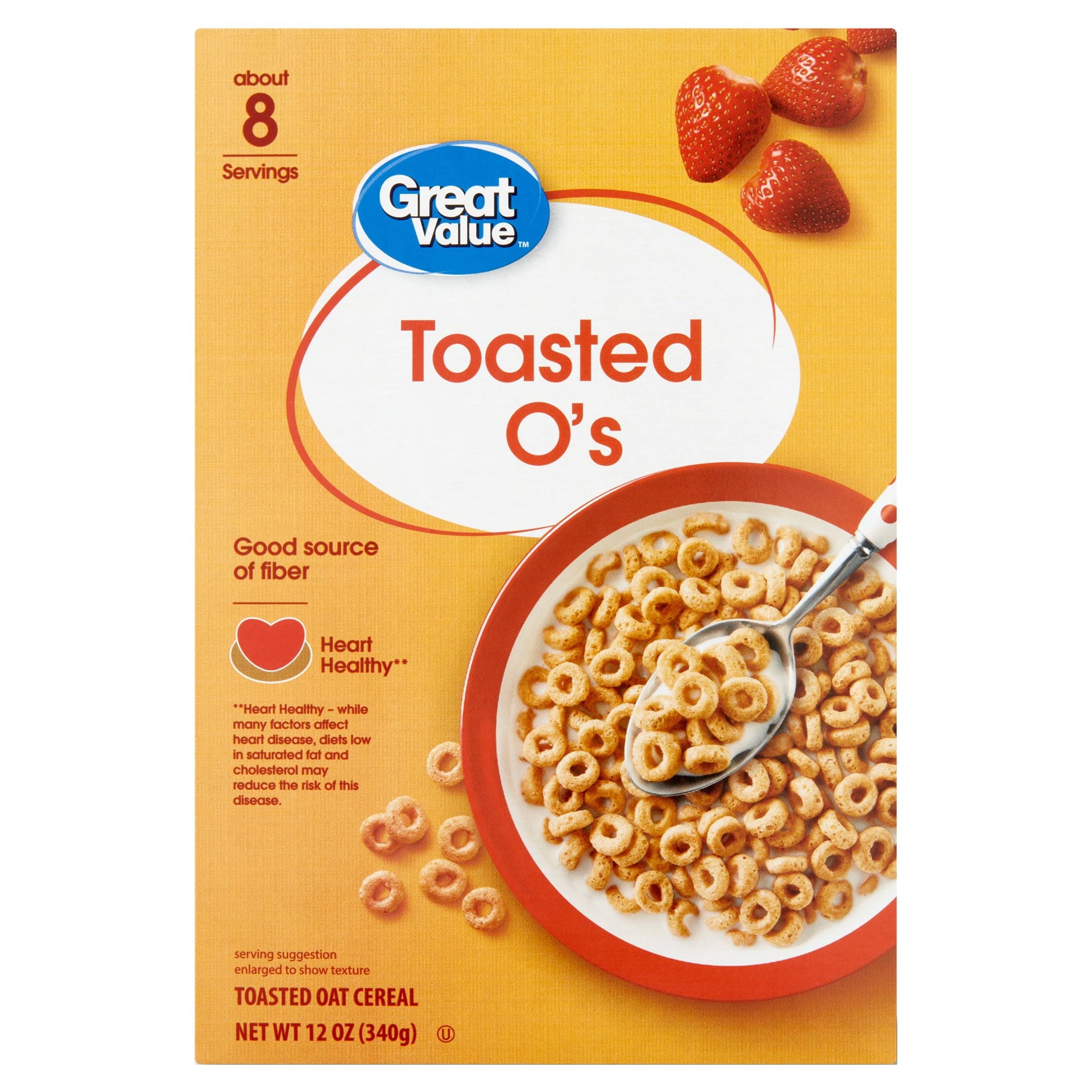 (8 pack) Great Value Toasted O's Breakfast Cereal, 12 oz