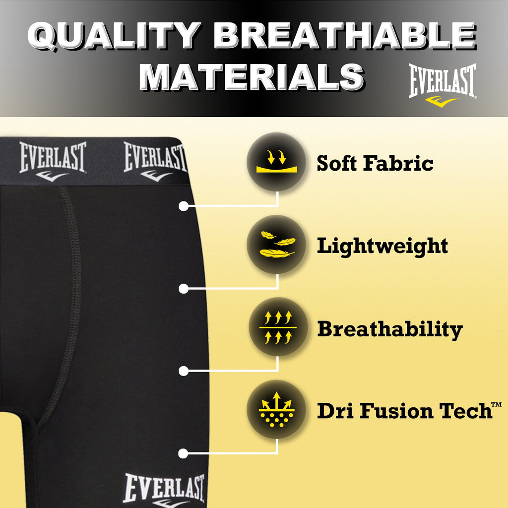 Everlast Men's Performance Underwear Stretch Boxer Briefs with Fly, 6-Pack