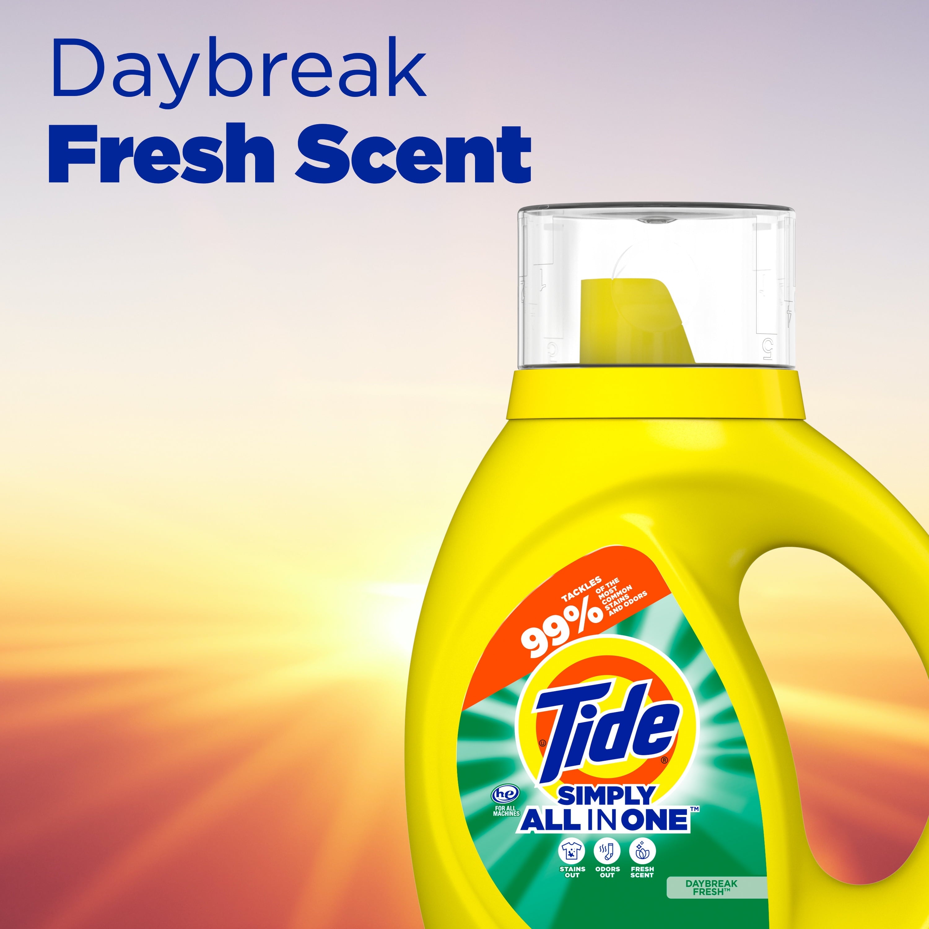 Tide Simply Laundry Detergent Liquid, Daybreak Fresh, 117 fl oz, 89 Loads