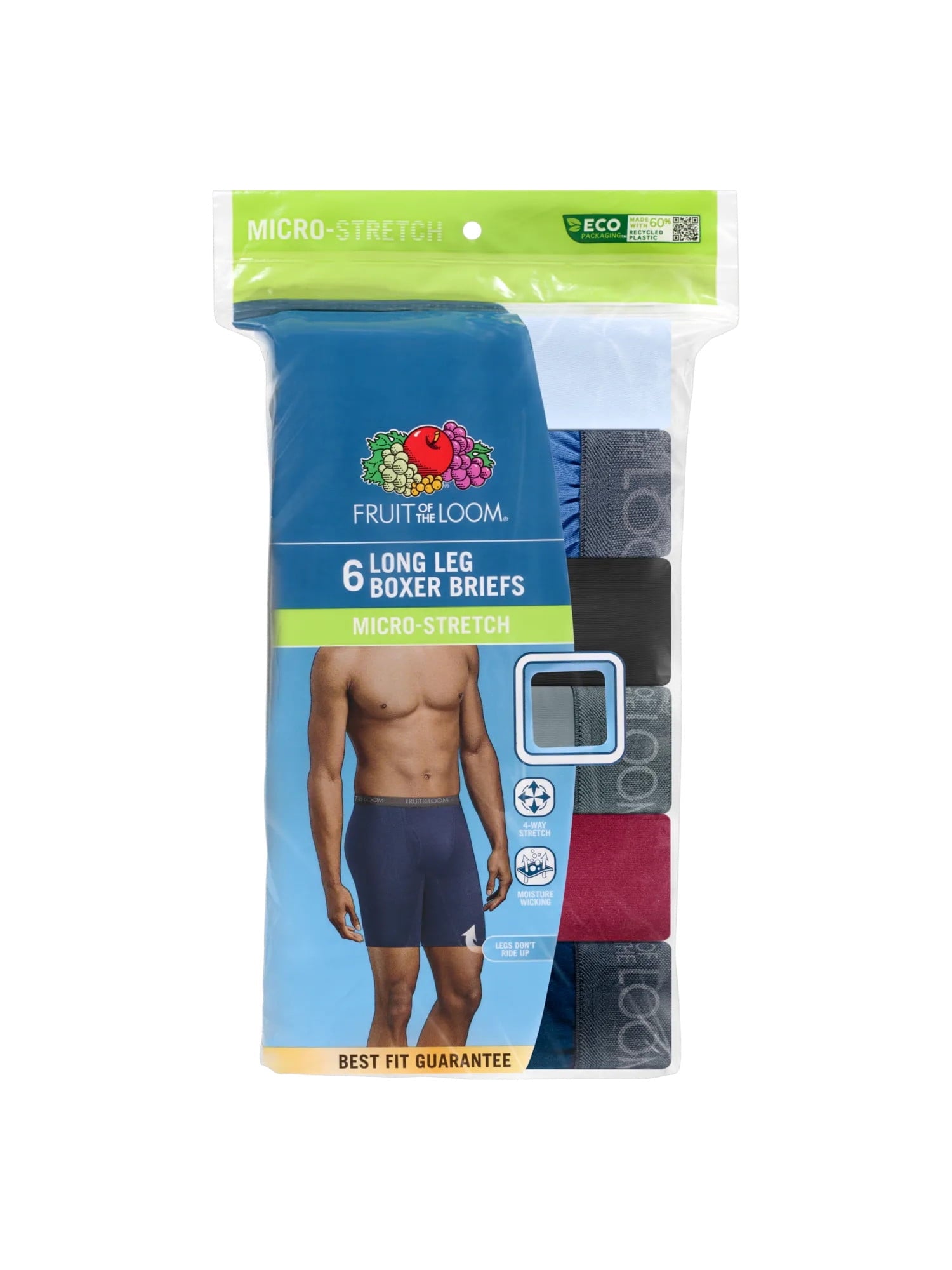 Fruit of the Loom Men's Micro-Stretch Ribbed Boxer Briefs, 6-Pack