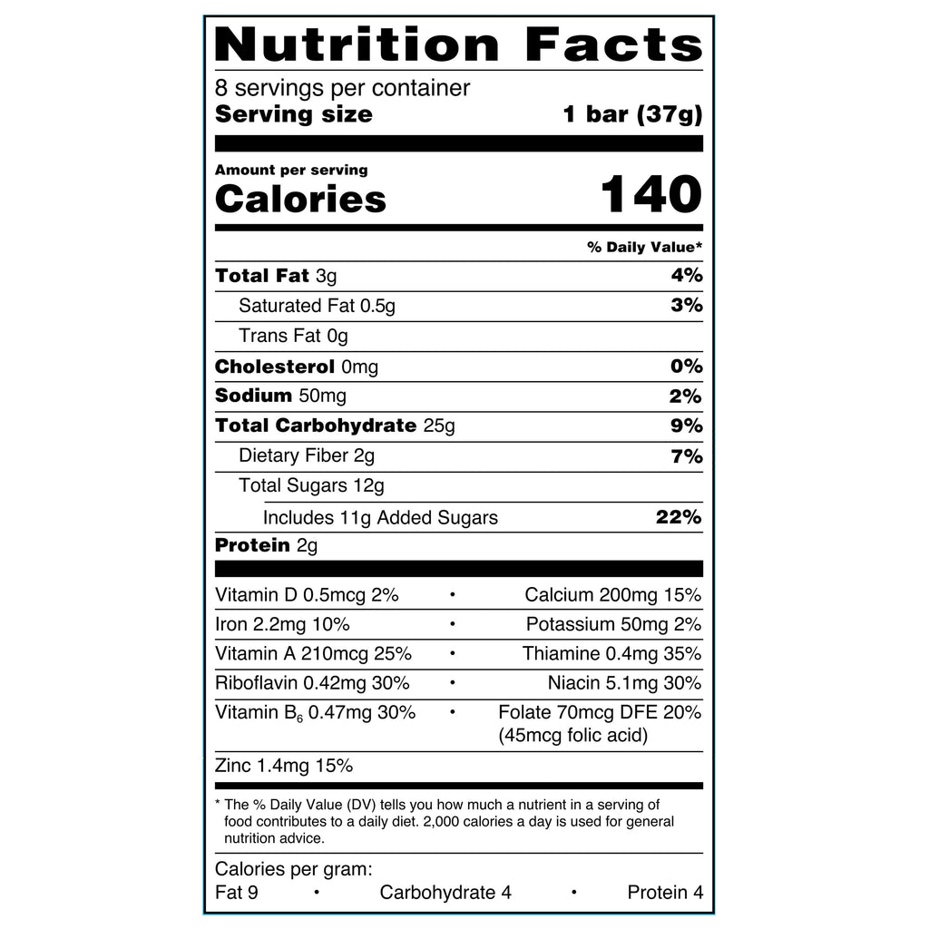Great Value Fruit & Grain Cereal Bars, Blueberry, 1.3 oz, 8 Count