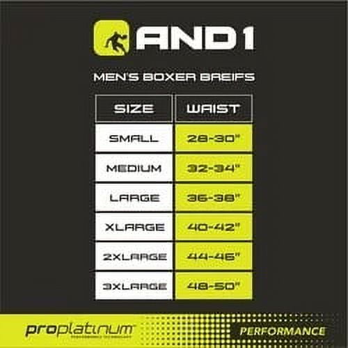 AND1 Men's Underwear Pro Platinum Boxer Briefs, 6 Pack, 9"