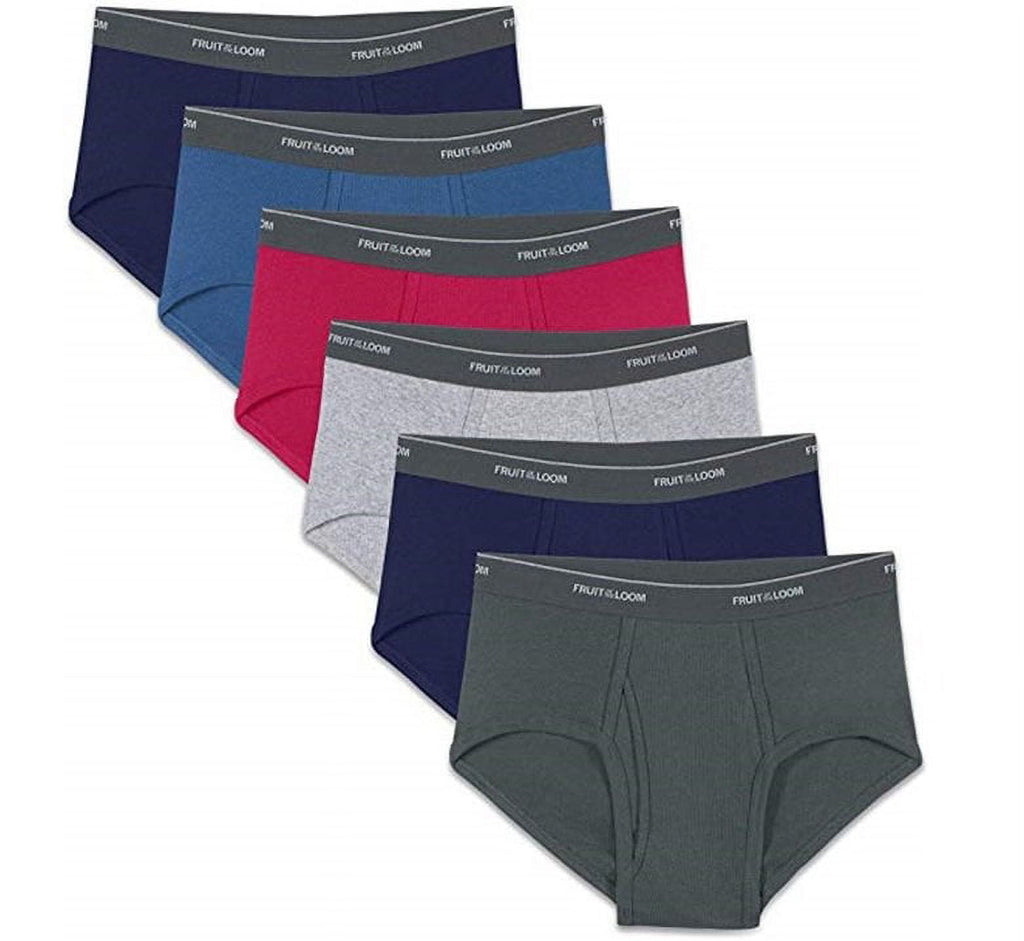 Fruit of the Loom Men's Assorted Fashion Brief (Pack of 6) (Large (36-38), Solids)