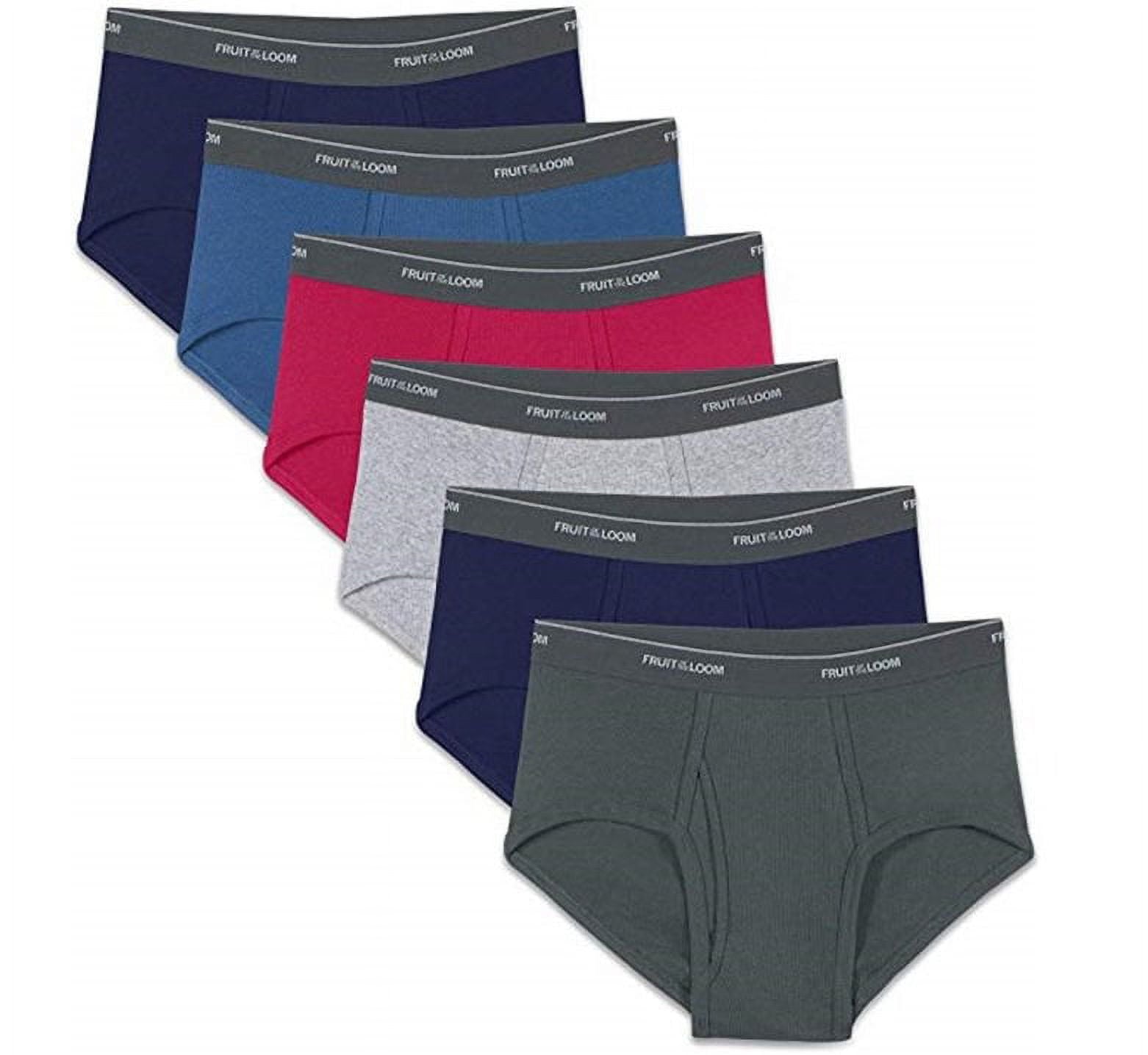 Fruit of the Loom Men's Assorted Fashion Brief (Pack of 6) (Large (36-38), Solids)