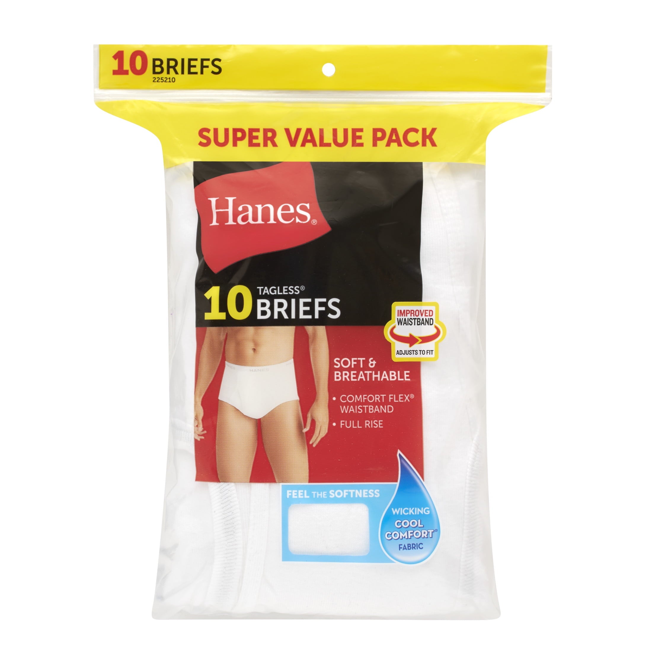 Underwear Set of Cotton Briefs, White, 10-Pack, Men's Underwear