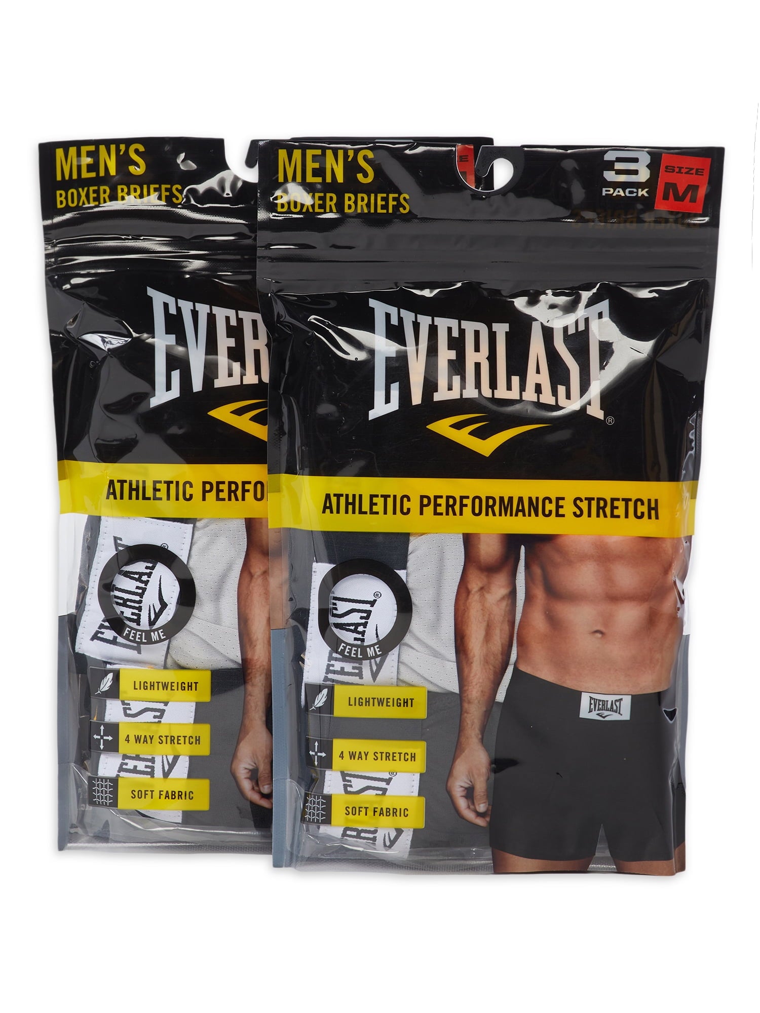 Everlast Men's Performance Underwear Stretch Boxer Briefs with Fly, 6-Pack