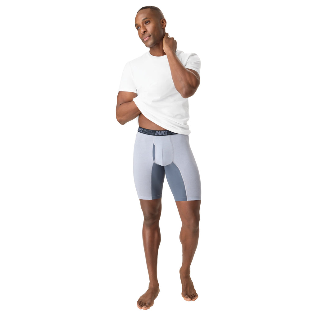 Hanes Mens Underwear Boxer Briefs, 3-Pack, Moves Anti-Chafe Men's Boxer Briefs MACCD3