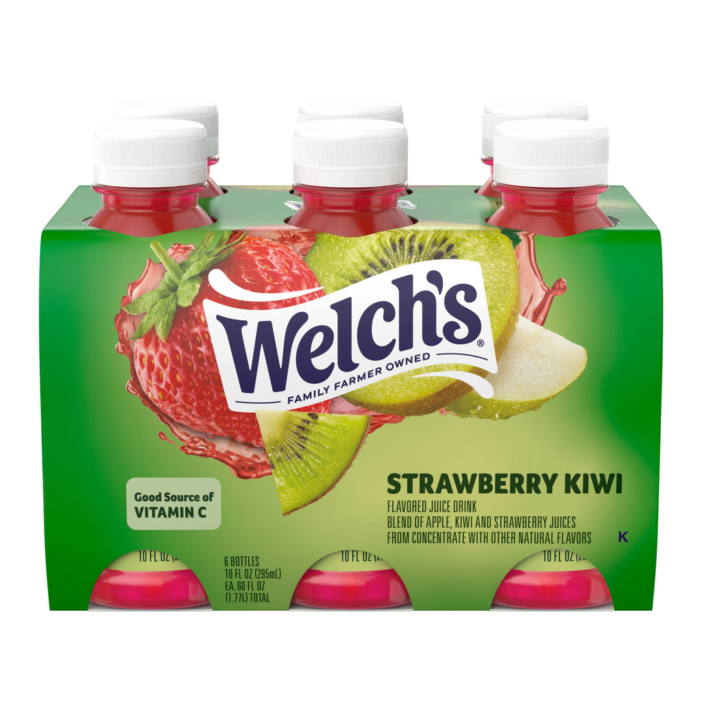 Welch's Strawberry Kiwi Juice Drink, 10 fl oz On-the-Go Bottle (Pack of 6)