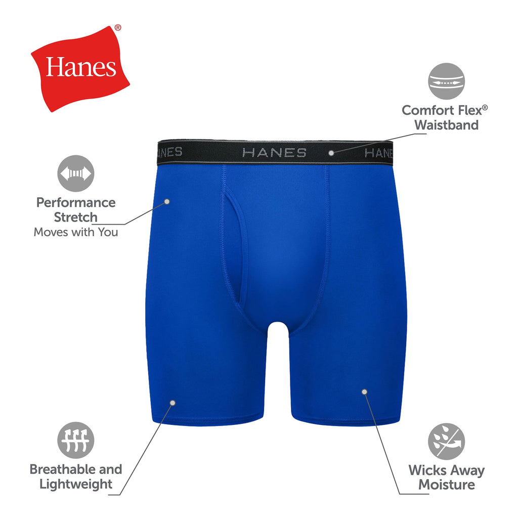 Hanes Mens Underwear Briefs, 3-Pack, Performance Stretch Boxer Brief Underwear, Moisture Wicking