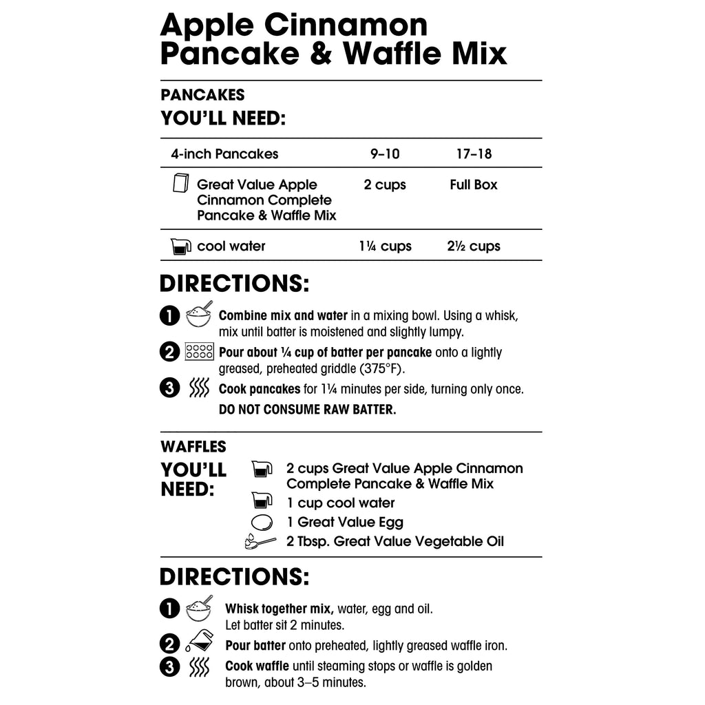(4 pack) Great Value Apple Cinnamon Pancake & Waffle Mix, 16 oz Box