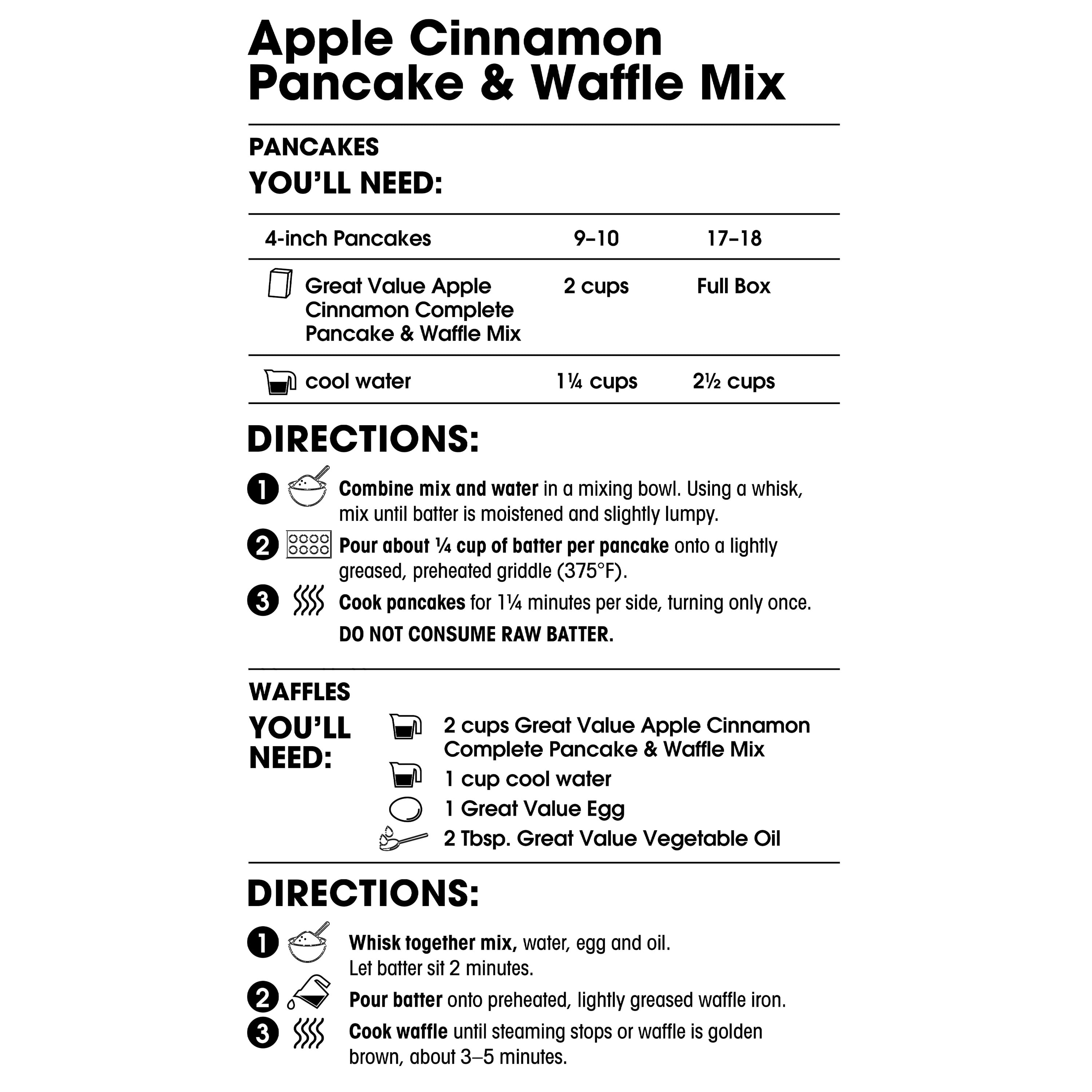 (4 pack) Great Value Apple Cinnamon Pancake & Waffle Mix, 16 oz Box