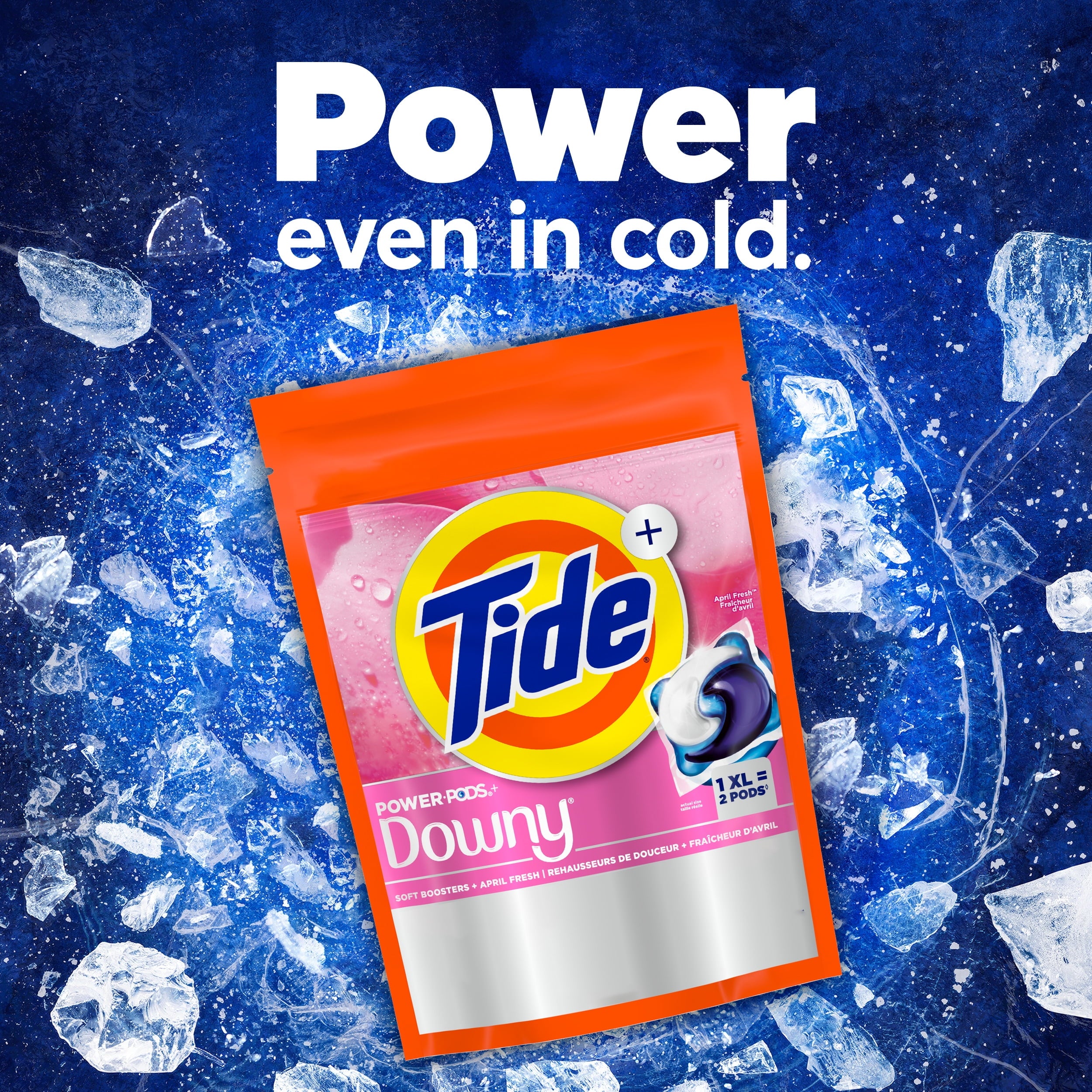 Tide Power PODS Laundry Detergent Pacs with Downy Soft Boosters, April Fresh Scent, 45 Count