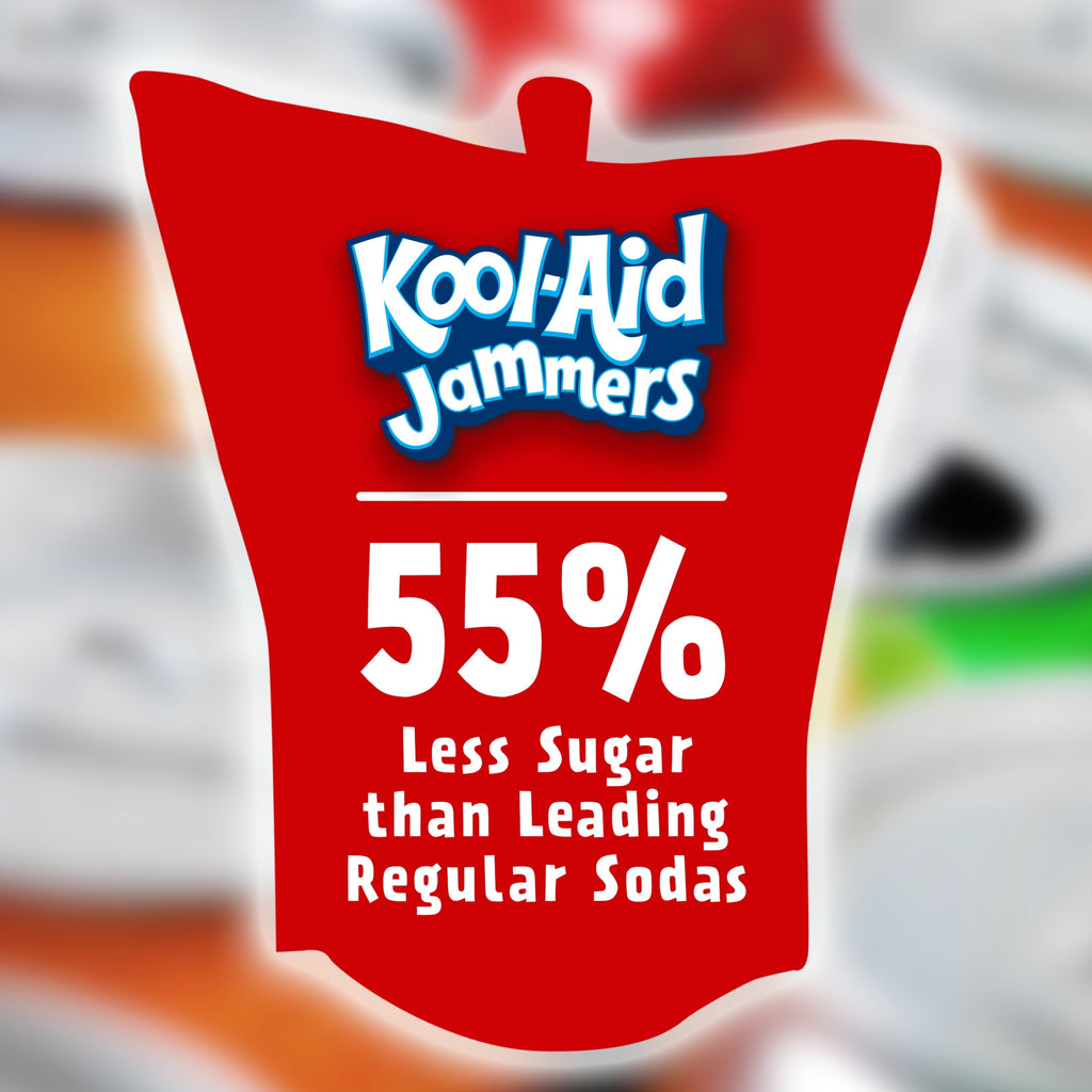 Kool-Aid Jammers Drink, 30 Pouches, for School Lunches and On-the-Go Hydration, Artificially Flavored Tropical Punch, Grape and Cherry Flavors, 6 fl oz