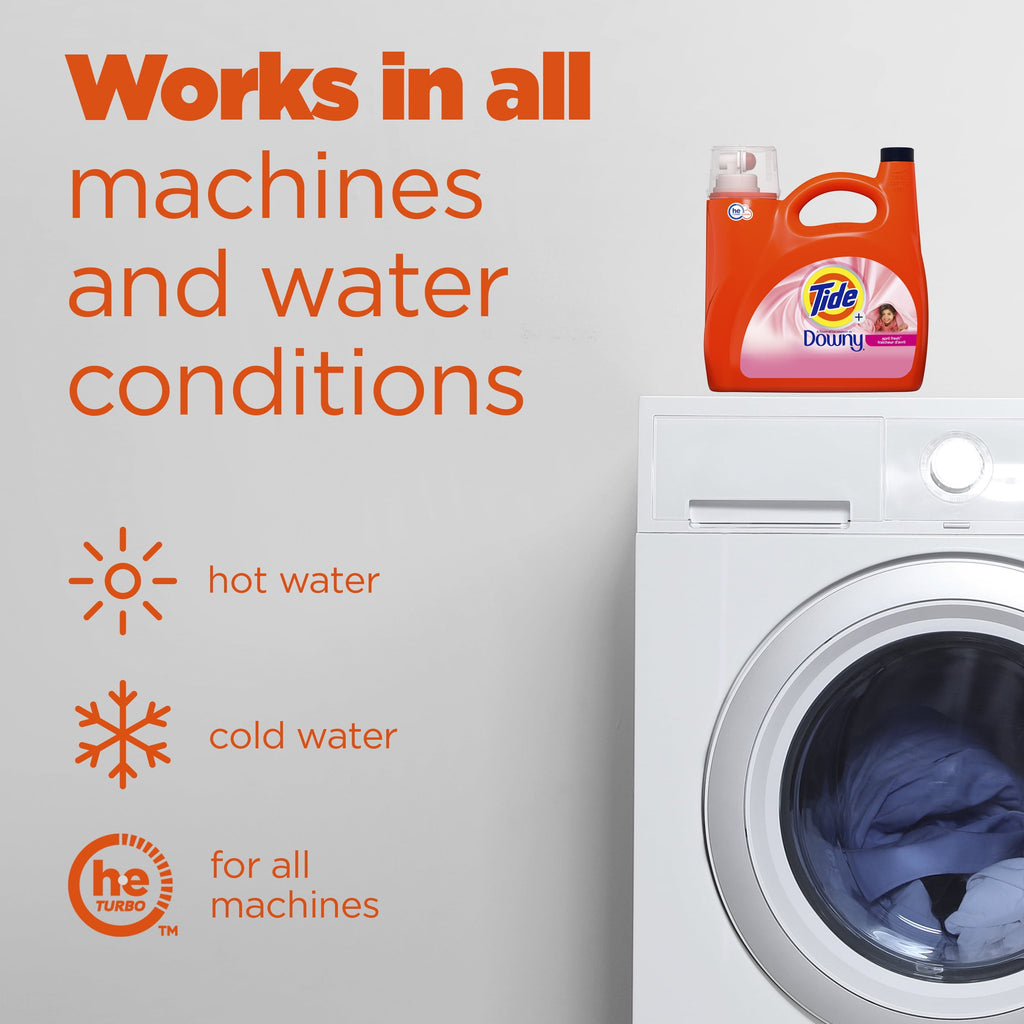 Tide Plus a Touch of Downy Liquid Laundry Detergent, April Fresh Scent, 94 Loads, 132 fl oz