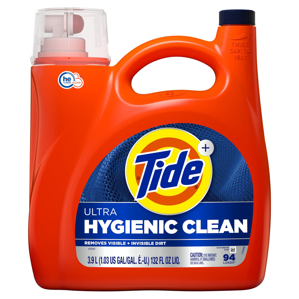 Tide Ultra Hygienic Clean Liquid Laundry Detergent, Original Scent, 132 fl oz, 94 Loads