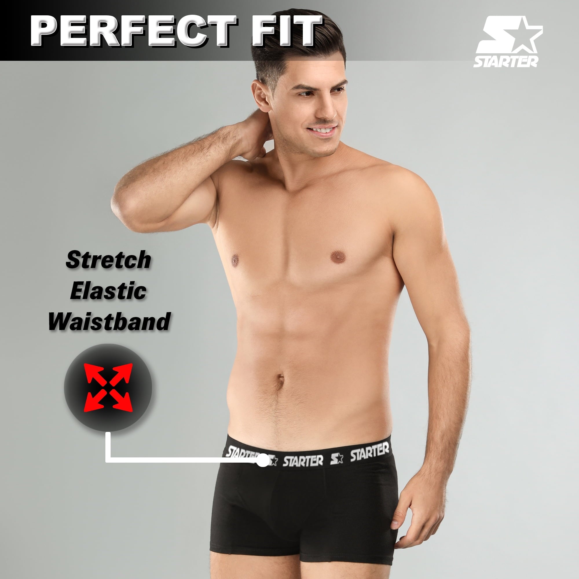 Starter Men’s Trunks Breathable Cotton Underwear Boxers for Men, Black XL 6-Pack
