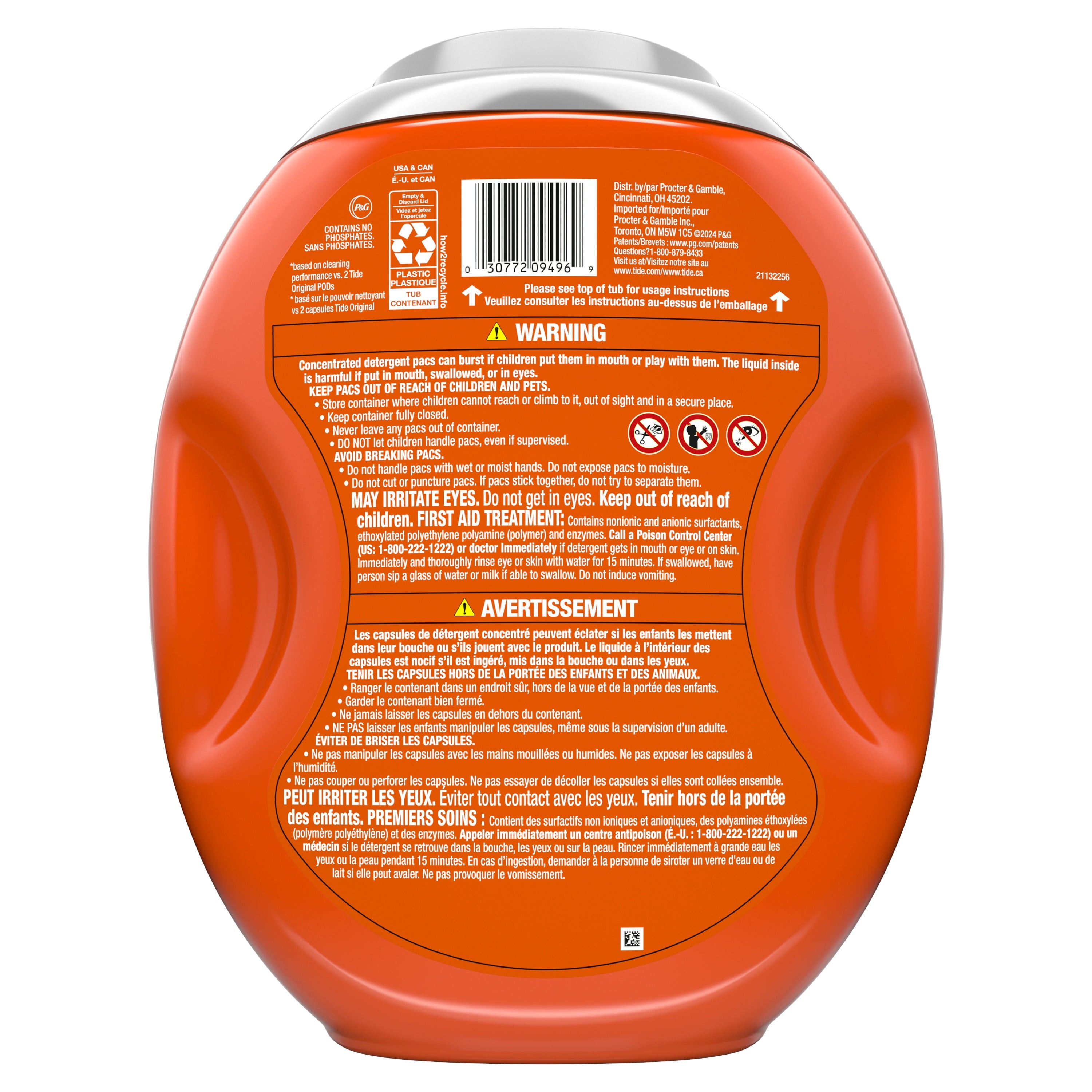 Tide Power PODS Laundry Detergent Soap Pacs with Odor Defense + Oxi, Original Scent, 45 Count