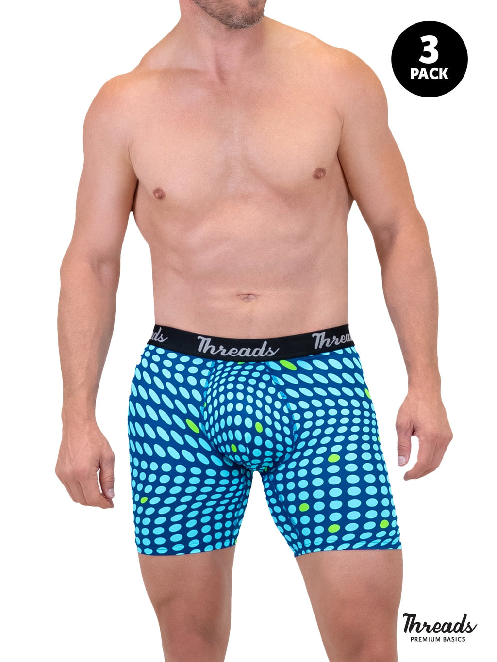 Threads Men's Underwear, 6" Premium Performance Nylon Boxer Brief, Performance Fabric, Moisture Wicking, Anti-Odor, S - XXL, 3 Pack