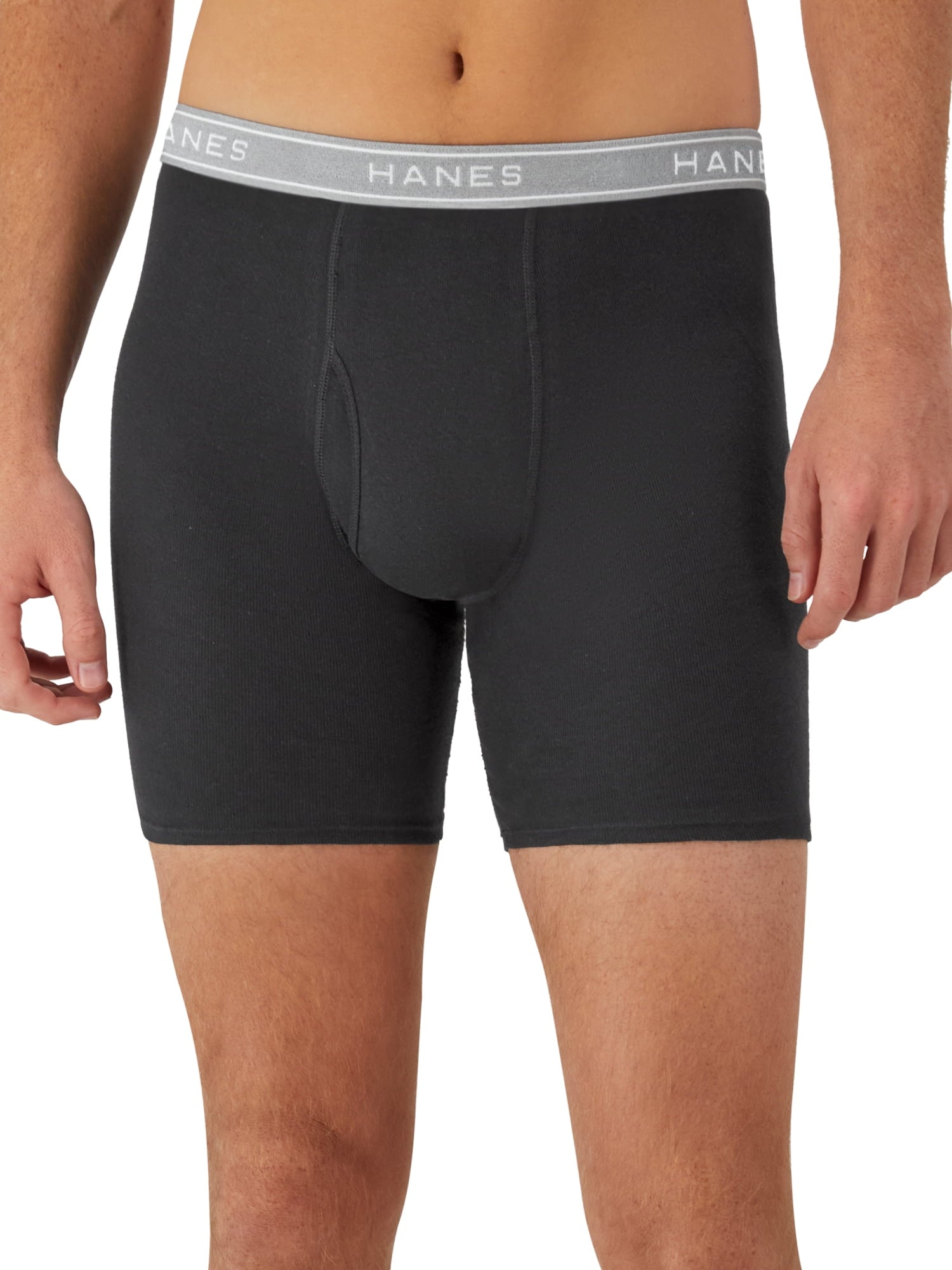 Hanes Men's Black/Grey Boxer Briefs, 3 Pack