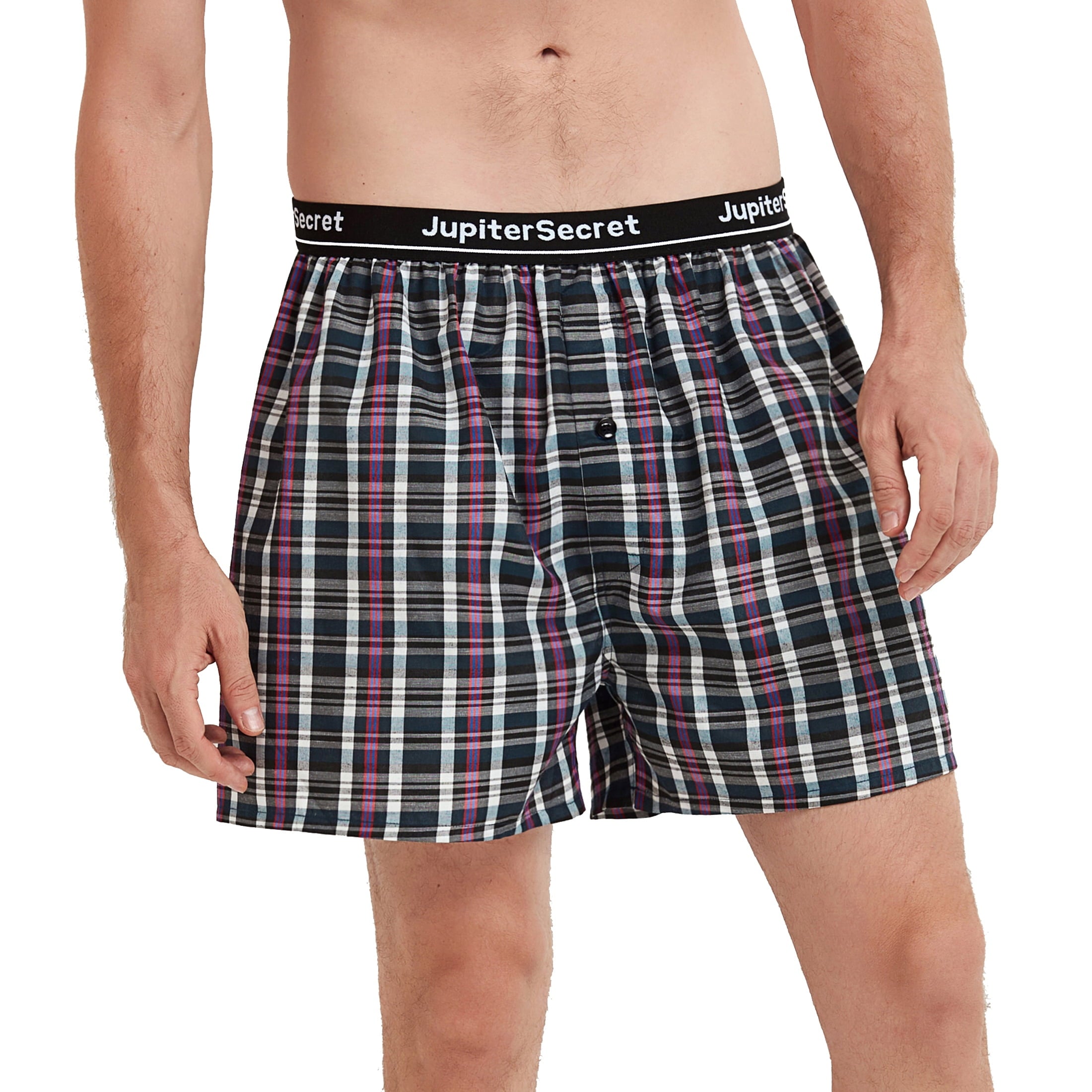 Onimisc Men's Woven Boxer Shorts Cotton Plaid Boxers for Men Underwear with Button Fly, 6 Pack