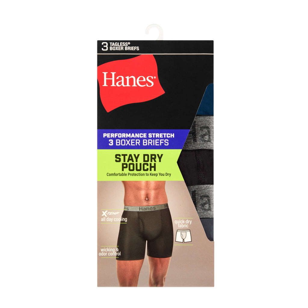Underwear Performance Boxer Briefs, 3-Pack, Stay Dry Pouch Underwear for Men, Stretch