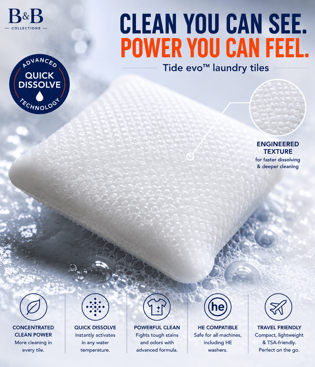 Tide evo Laundry Detergent Tiles, Original Scent, Quick Dissolve Concentrated Laundry Soap, HE Compatible, 66 Medium Loads