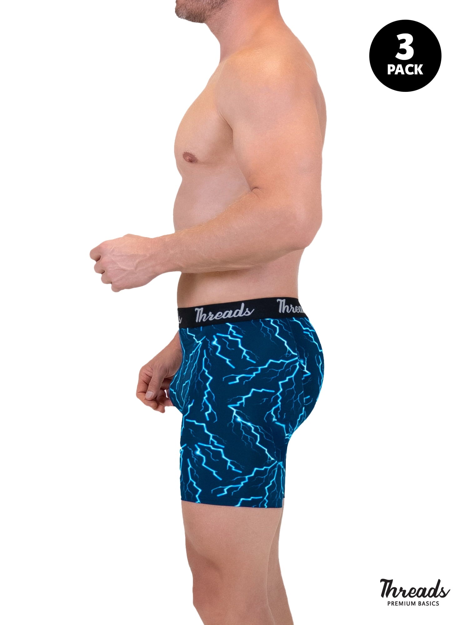 Threads Men's Underwear, 6" Premium Performance Nylon Boxer Brief, Performance Fabric, Moisture Wicking, Anti-Odor, S - XXL, 3 Pack