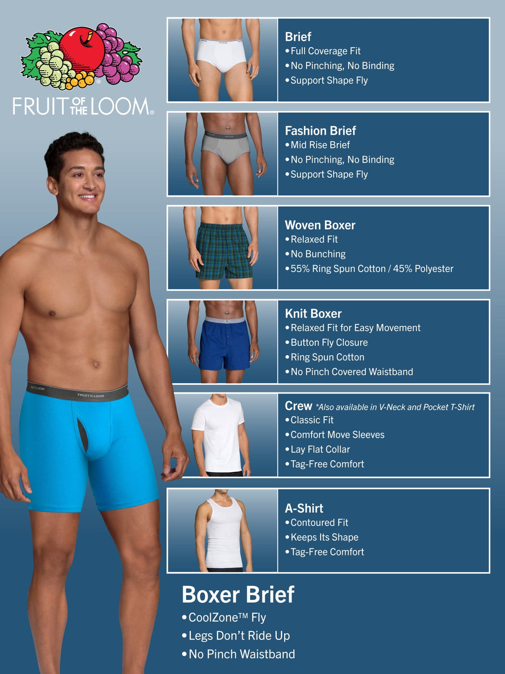 Fruit of the Loom Men's Breathable Cotton Micro-Mesh Boxer Briefs, 3-Pack