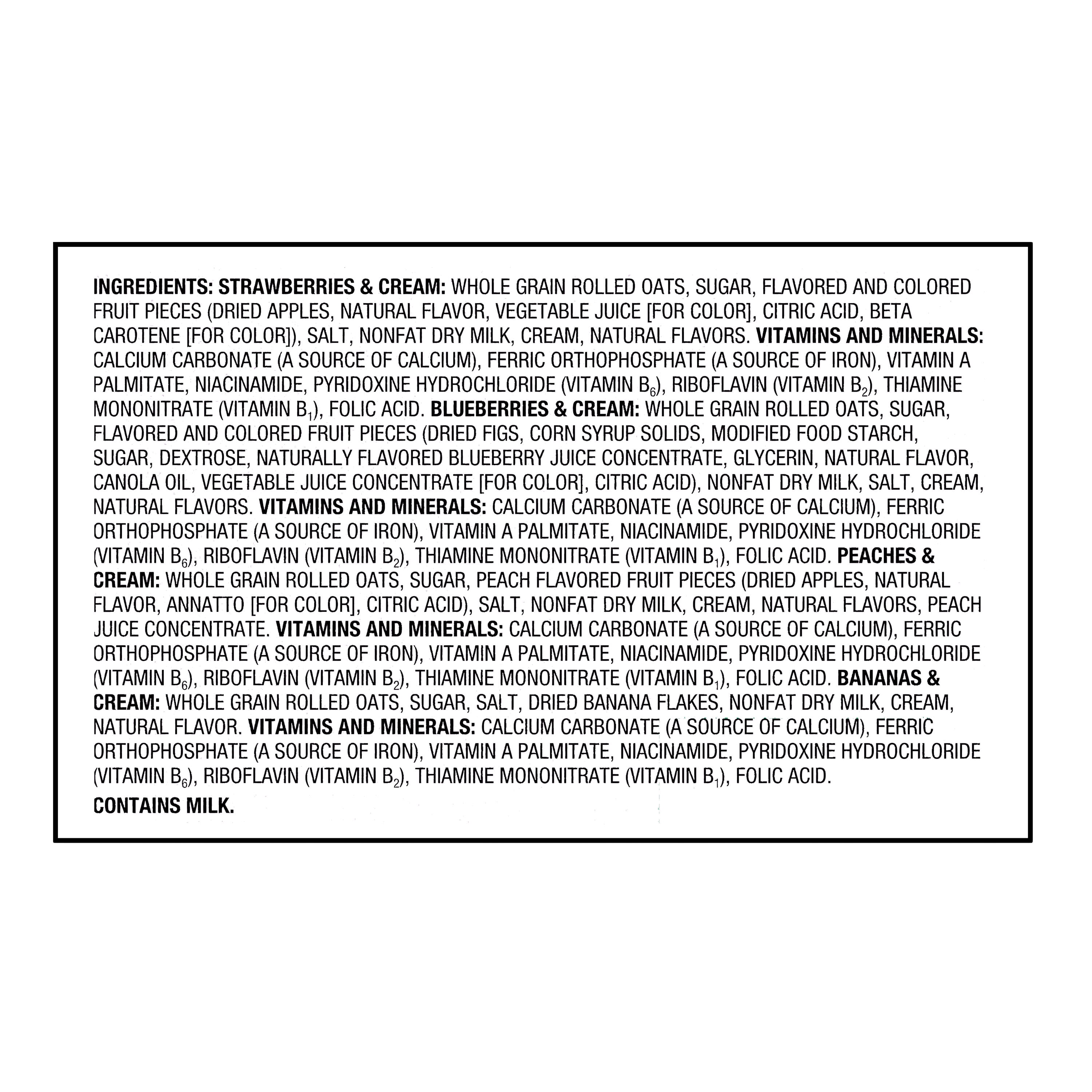(4 pack) Great Value Fruit & Cream Instant Oatmeal Variety Pack, 1.05 oz, 20 Count