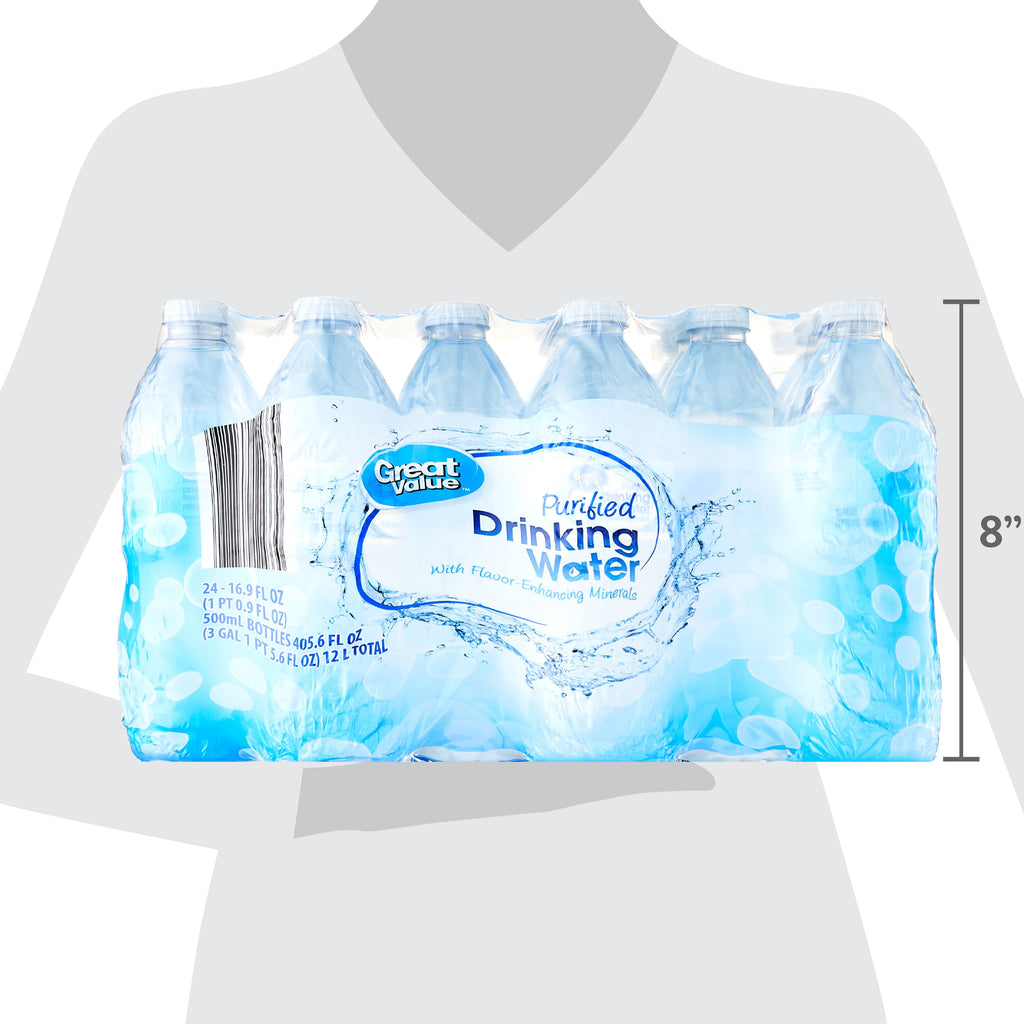 Great Value Purified Drinking Water, 16.9 fl oz Bottles, 40 Count Pack