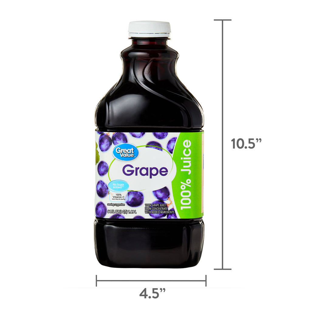 Great Value 100% Concord Grape Juice, 64 fl oz