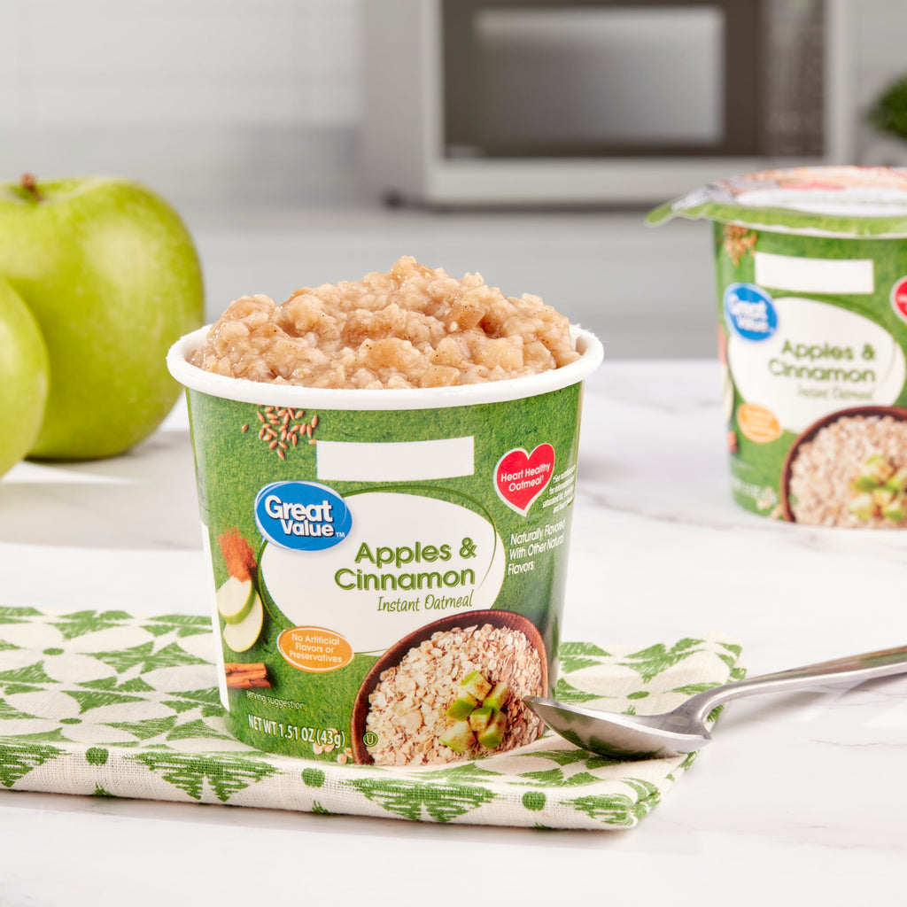 Great Value Apples and Cinnamon Instant Oatmeal Cup, 1.51 oz