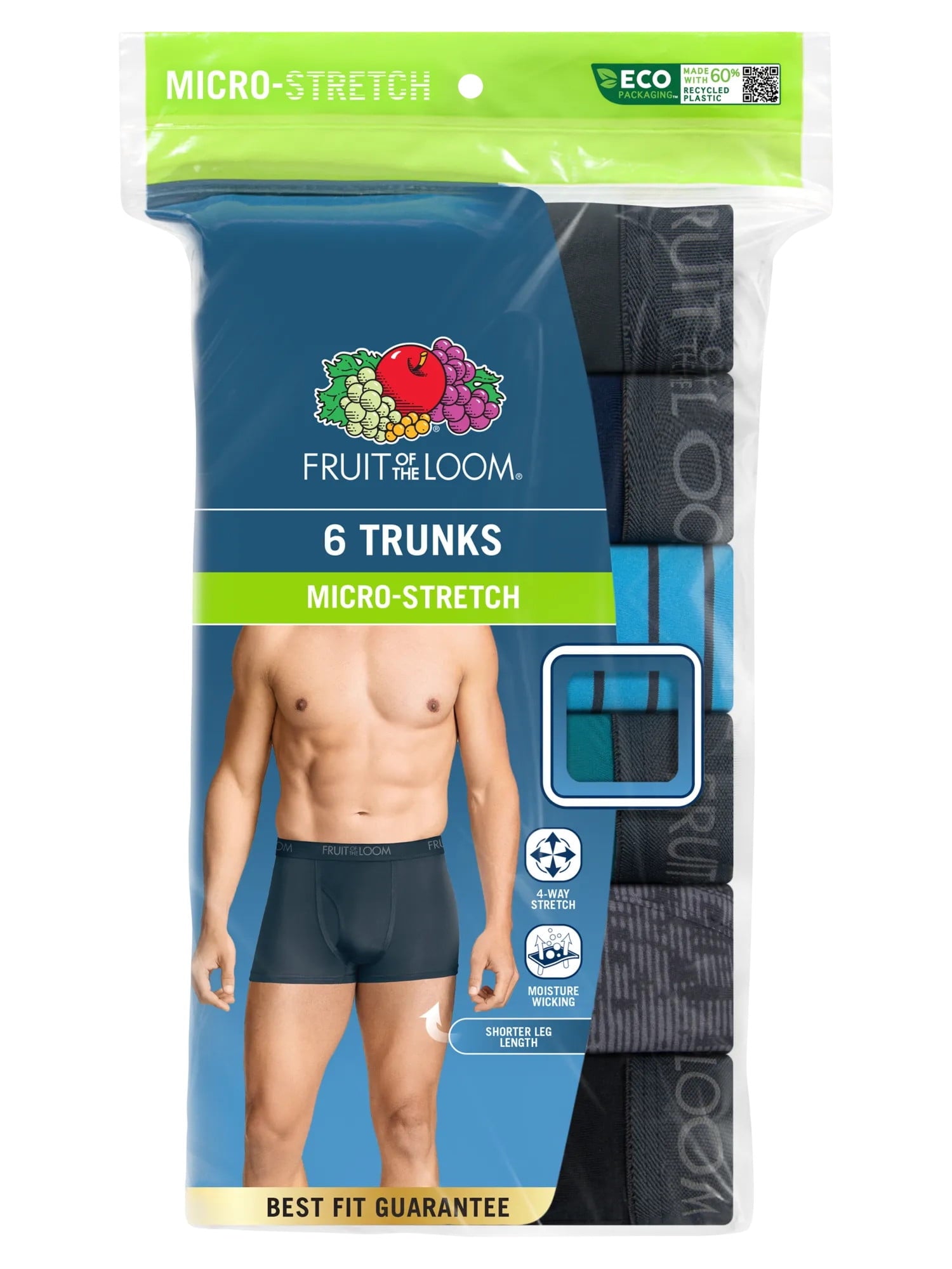 Fruit of the Loom Men's Micro-Stretch Ribbed Boxer Briefs, 6-Pack