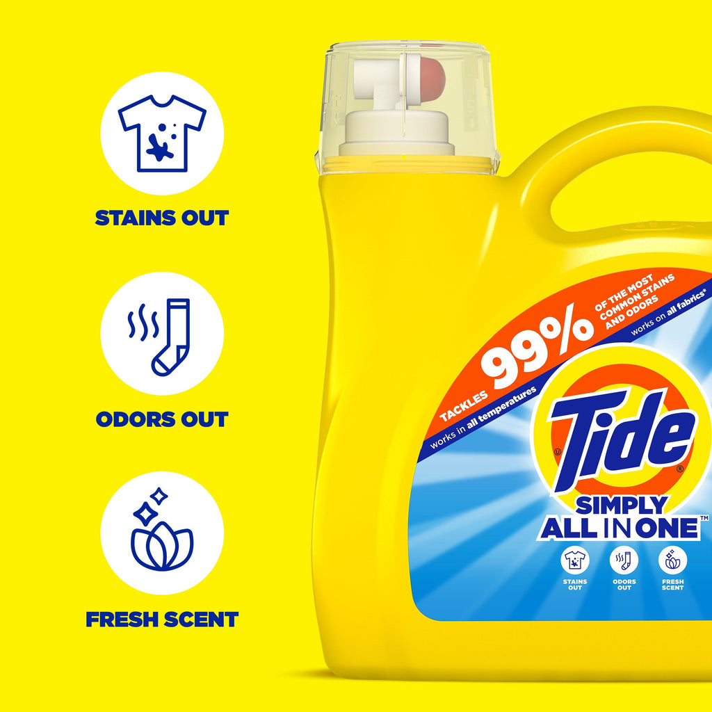 Tide Simply Laundry Detergent Liquid All-In-One, Refreshing Breeze Scent, 117 fl oz, 89 Loads
