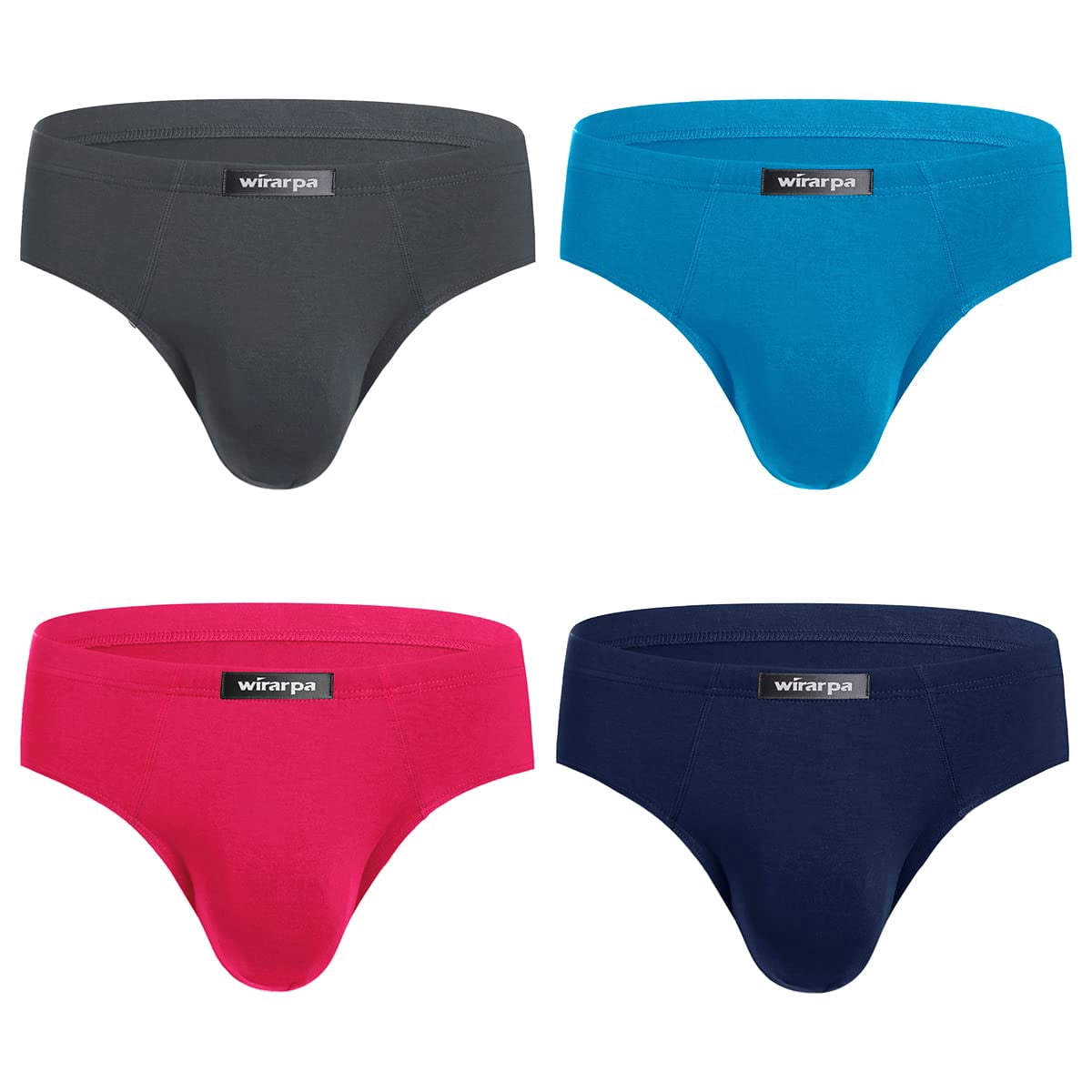 wirarpa Men's Underwear Modal Microfiber Briefs No Fly Underpants 4 Pack Sizes S-3XL